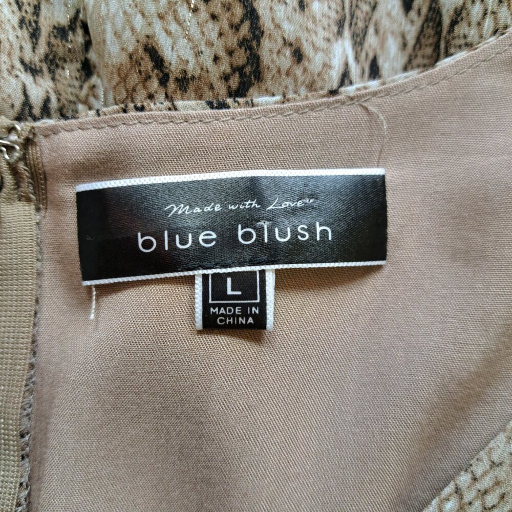 Blue Blush Snake Print Deep V- Neck Dress Size Large - Picture 9 of 12